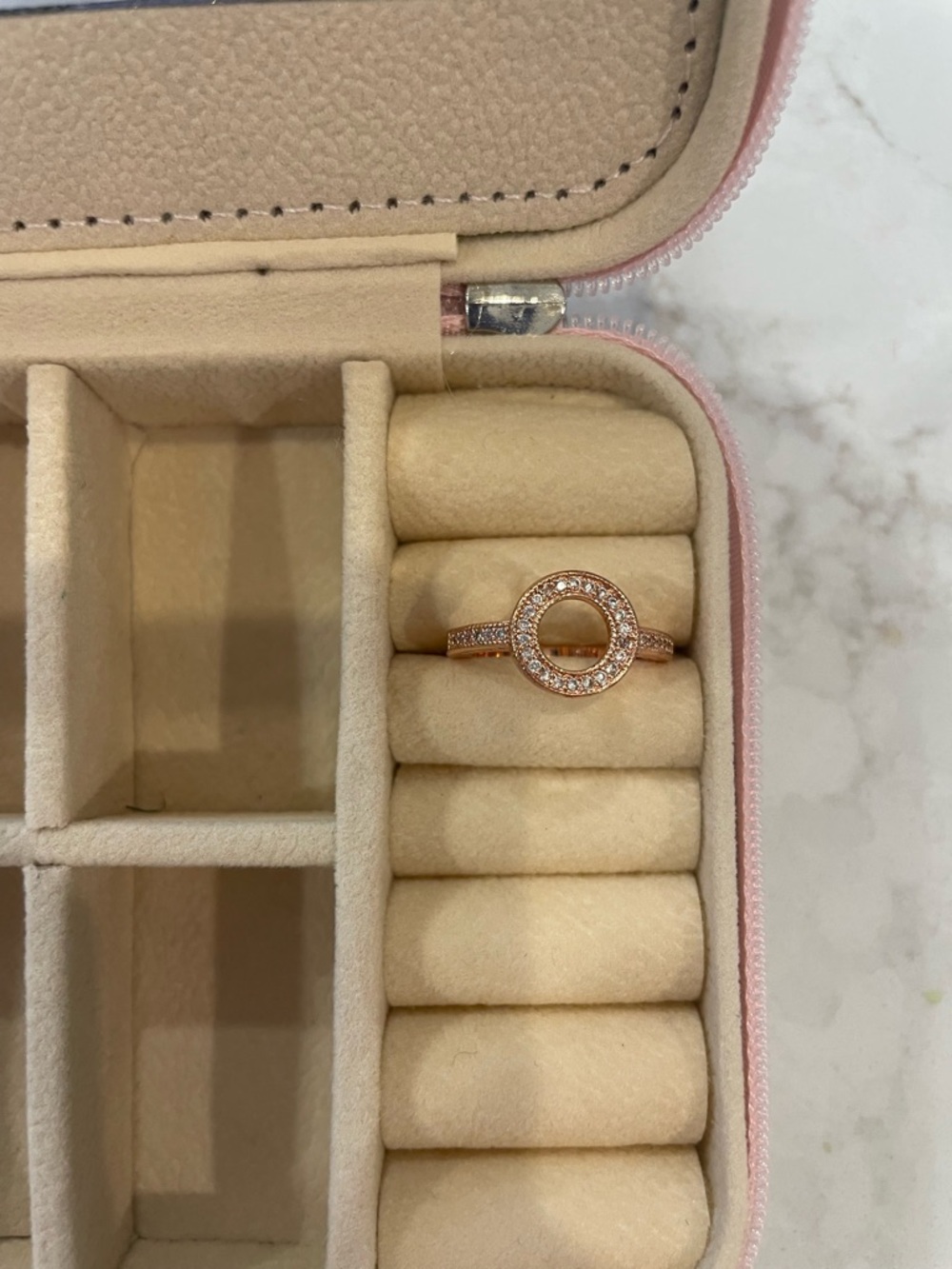 Rose Gold Pave Circle Ring - Women Jewelry